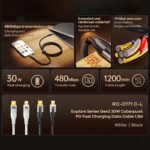 Explore Series Gen2 30W Cyberpunk PD Fast Charging Data Cable RC-C171 C-L - Image 4