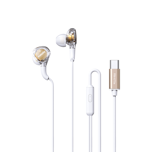 سماعة أذن سلكية من ريماكس للموسيقى والمكالمات RM-670